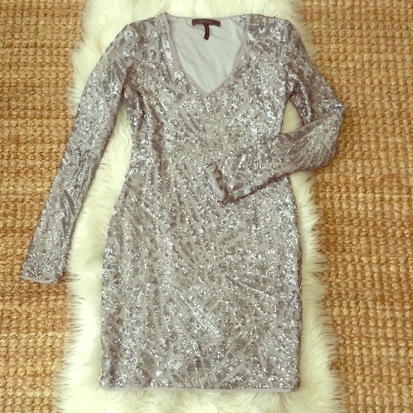 BCBGMaxAzria Dresses & Skirts - BCBG MaxAria Silver Sequin party dress Small